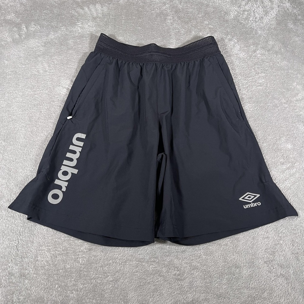 Umbro Soccer Shorts Mens Small Black‎ Stretch Athletic Running Logo